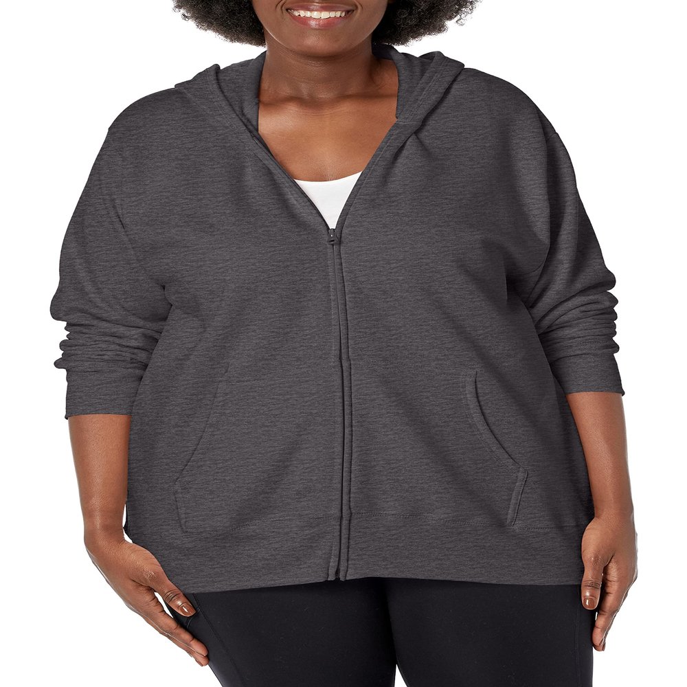 JUST MY SIZE womens Comfortsoft Ecosmart Fleece Full-zip Women's athletic hoodies, Slate Heather, 1X US