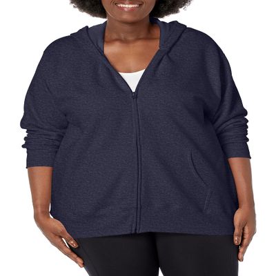 JUST MY SIZE womens Comfortsoft Ecosmart Fleece Full-zip Women's athletic hoodies, Navy Heather, 5X US