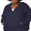 JUST MY SIZE womens Comfortsoft Ecosmart Fleece Full-zip Women's athletic hoodies, Navy Heather, 5X US view 3