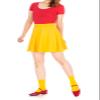 Basic Solid Stretchy Cotton High Waist A-line Flared Skater Mini Skirt (M, Yellow) view 3