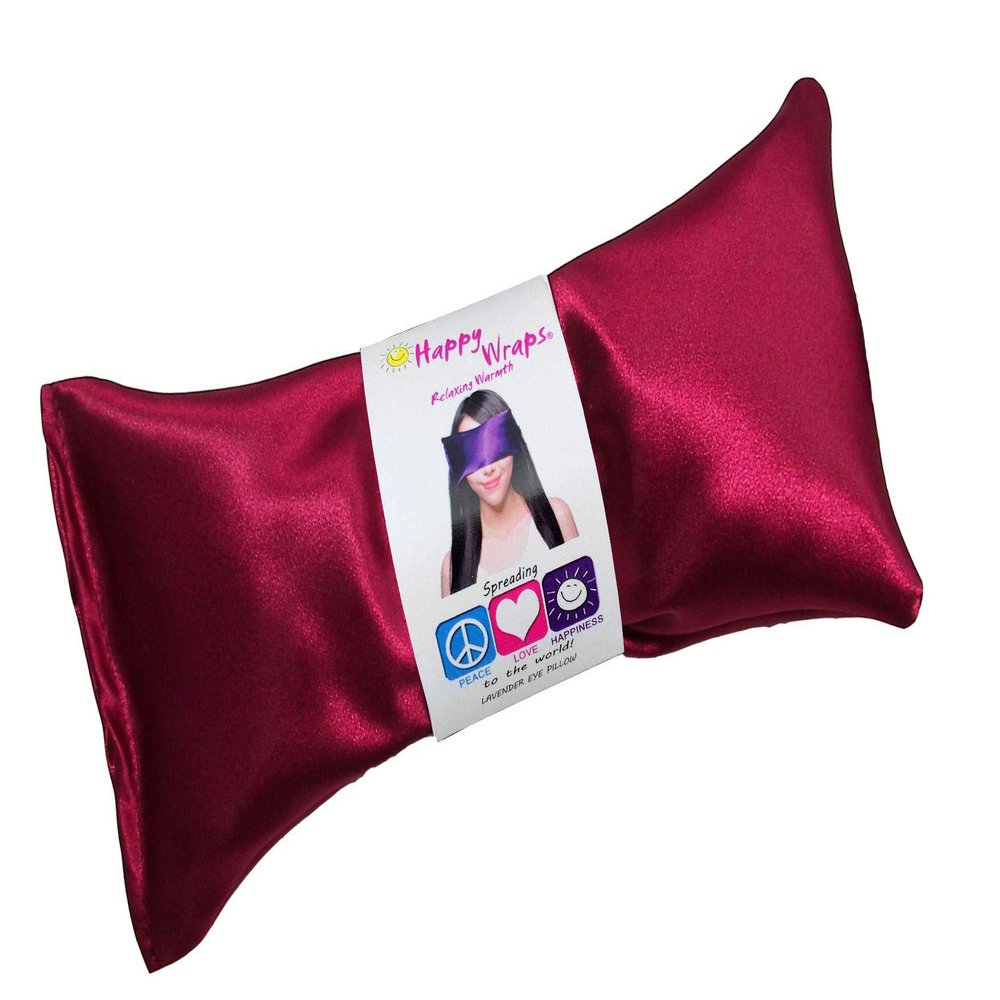 Lavender Eye Pillow - Hot Cold Weighted Eye Pillows for Relaxation, Sleep, Stress, Migraine Relief, Yoga - Aromatherapy Gifts for Women, Birthday, Teachers, Made in USA by Happy Wraps - Ruby