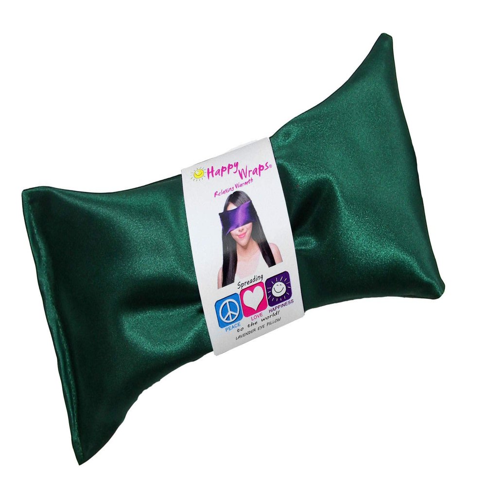 Lavender Eye Pillow - Hot Cold Weighted Eye Pillows for Relaxation, Sleep, Stress, Migraine Relief, Yoga - Aromatherapy Gifts for Women, Birthday, Teachers, Made in USA by Happy Wraps - Emerald