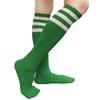 COUVER Striped Women's Cotton Knee High Tube Socks, Women Shoe Size 5-9, Kelly Green/White, 1 Pair view 1