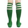 COUVER Striped Women's Cotton Knee High Tube Socks, Women Shoe Size 5-9, Kelly Green/White, 1 Pair view 2