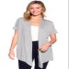 12 Ami Basic Solid Short Sleeve Open Front Cardigan Heather Grey Large view 1