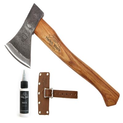 1844 Helko Werk Germany Traditional Rheinland Hatchet - Made in Germany Camping and Bushcraft Hatchets, Backpacking Handmade German Small Axe - Head 1.25 lbs, Handle 14 in. (Rheinland Hatchet) #11326