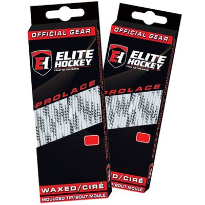 Elite Hockey Prolace Waxed Hockey Laces - SET of 2 Pairs (White, 72")
