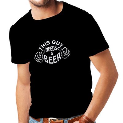 lepni.me Mens T-shirt This Guy needs a Beer Humor Gift Ideas for Beer Lovers (XX-Large Black White)