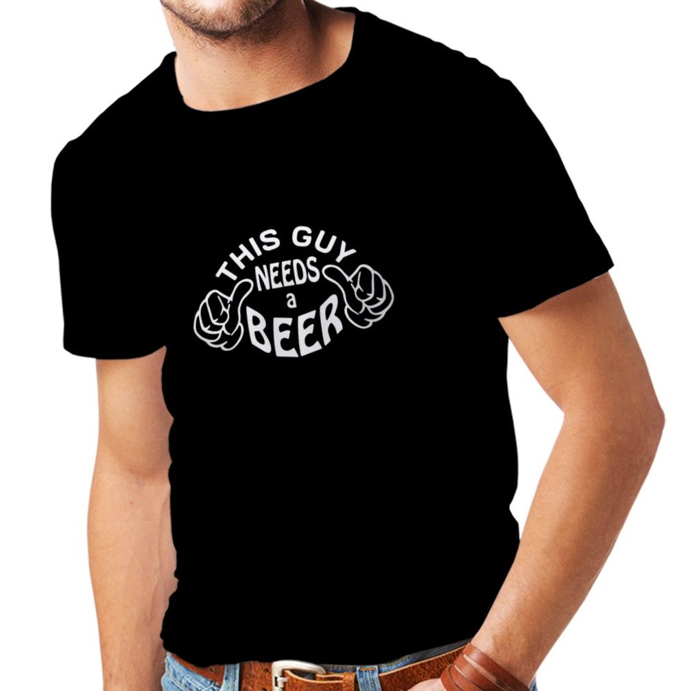 lepni.me Mens T-shirt This Guy needs a Beer Humor Gift Ideas for Beer Lovers (XX-Large Black White)