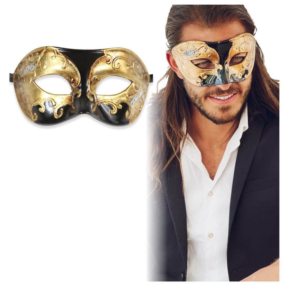 Masquerade Mask For Men - Antique Look Mask for Halloween, Venetian Party, Masquerade Party, Mardi Gras, & Prom