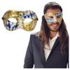 Masquerade Mask For Men - Antique Look Mask for Venetian Party, Masquerade Party, Mardi Gras, Prom, Halloween & Masquerade Ball - Blue/Gold (Half - Checkered) view 1