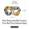 Masquerade Mask For Men - Antique Look Mask for Venetian Party, Masquerade Party, Mardi Gras, Prom, Halloween & Masquerade Ball - Blue/Gold (Half - Checkered) view 2