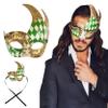 Green Gold Masquerade Mask for Men Musical Checkered Vintage Design Mask for Mardi Gras, Prom and Masquerade Party view 1
