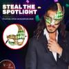 Green Gold Masquerade Mask for Men Musical Checkered Vintage Design Mask for Mardi Gras, Prom and Masquerade Party view 3