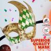 Green Gold Masquerade Mask for Men Musical Checkered Vintage Design Mask for Mardi Gras, Prom and Masquerade Party view 4
