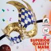 Luxury Mask Masquerade Mask for Men Musical Checkered Vintage Design Mask for Mardi Gras, Prom and Masquerade Party - Blue/Gold (Checkered) view 3