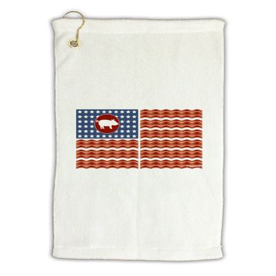 TOOLOUD American Bacon Flag Micro Terry Gromet Golf Towel 16" x 25"