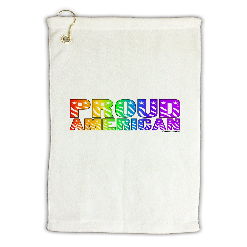 TOOLOUD Proud American Rainbow Text Micro Terry Gromet Golf Towel 16" x 25"