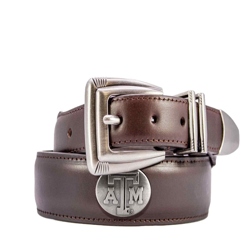 ZEP-PRO Texas A&M Aggies Men's Dressy Leather Belt, Smooth-Brown, 42