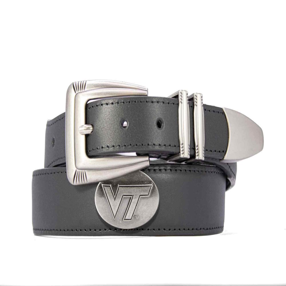ZEP-PRO Virginia Tech Hokies Men's Dressy Leather Belt, Smooth-Black, 38