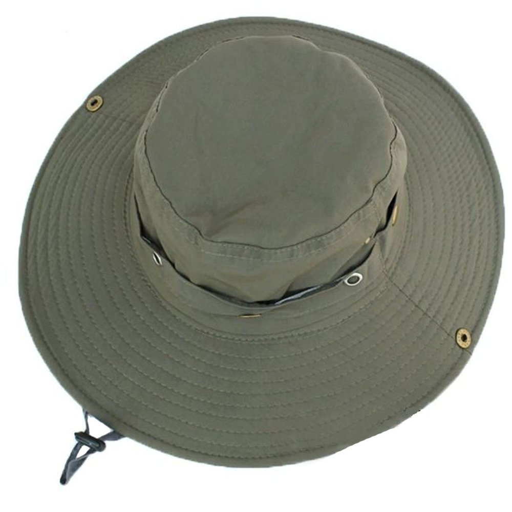 LerBen Unisex Outdoor Travel Sport Wide Brim Sun Hat Travel Fishing Cap Green