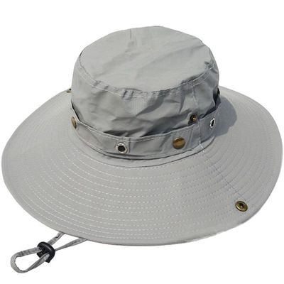 LerBen Unisex Outdoor Travel Sport Wide Brim Sun Hat Travel Fishing Cap Light Gray