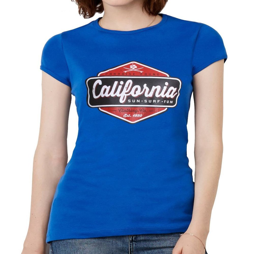 California Sun Surf Fun Womens Short-Sleeve T-Shirt - Royal - 2X-Large