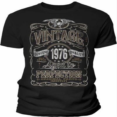 50th Birthday Gift Shirt for Men - Vintage 1976 Aged to Perfection - Black-001-Md