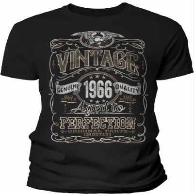 60th Birthday Gift Shirt for Men - Vintage 1966 Aged to Perfection - Black-001-Md