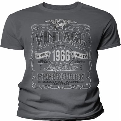 60th Birthday Gift Shirt for Men - Vintage 1966 Aged to Perfection - Charcoal-002-Lg