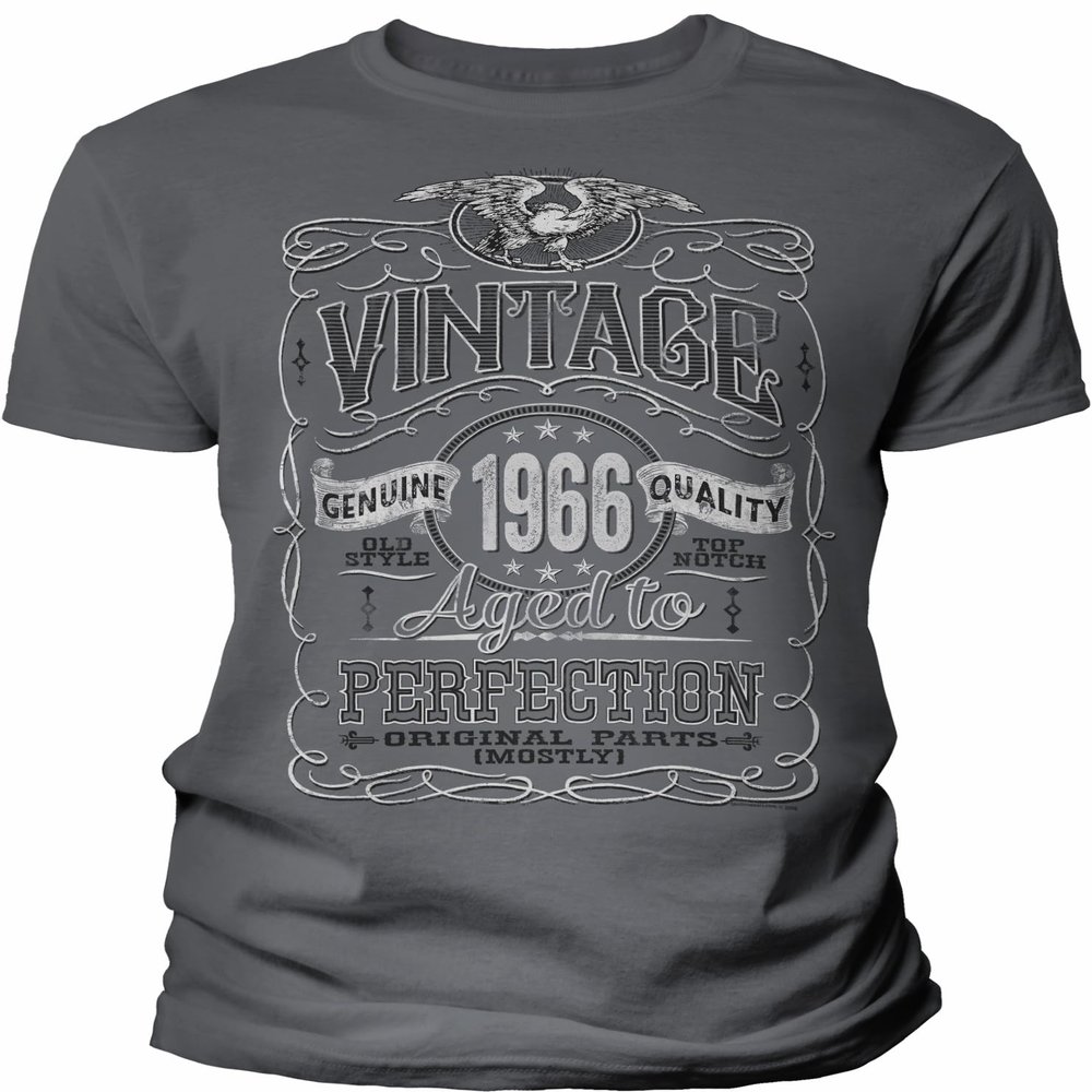60th Birthday Gift Shirt for Men - Vintage 1966 Aged to Perfection - Charcoal-002-Lg