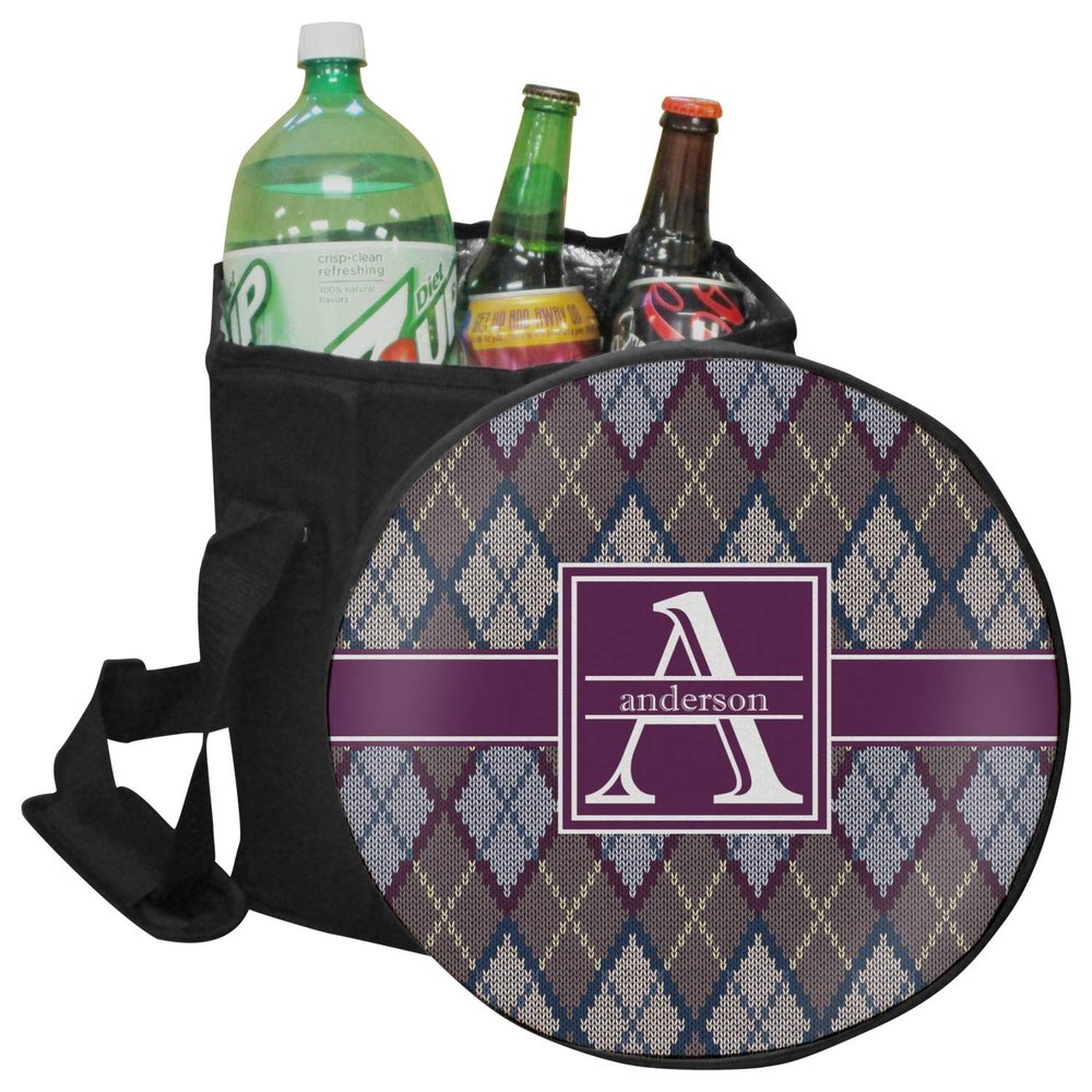 YouCustomizeIt Personalized Knit Argyle Collapsible Cooler & Seat