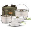 Camping Cookware Set - Compact Stainless Steel Campfire Cooking Pots and Pans | Combo Kit with Travel Tote Bag | Rugged Outdoor Cook Set for Hiking (4 Piece Pot & Pan Set) view 1