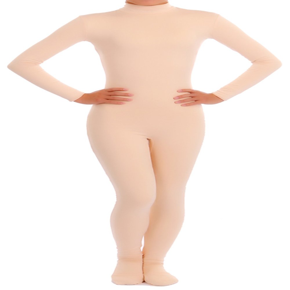 VSVO Spandex Zentai Unitard Catsuit for Adults and Children (Large, Beige)
