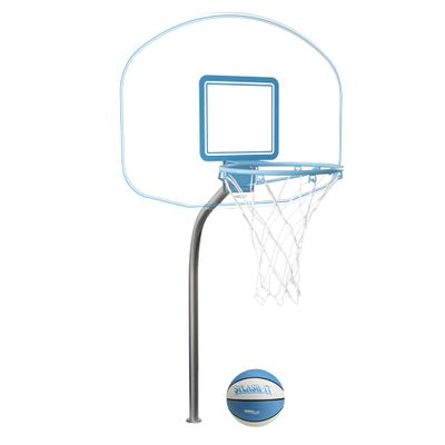 Dunn-Rite Clear Hoop Jr. 1.90 Poolside Deck-Mounted Basketball Hoop w/Ball & 14 Inch Stainless Steel Rim