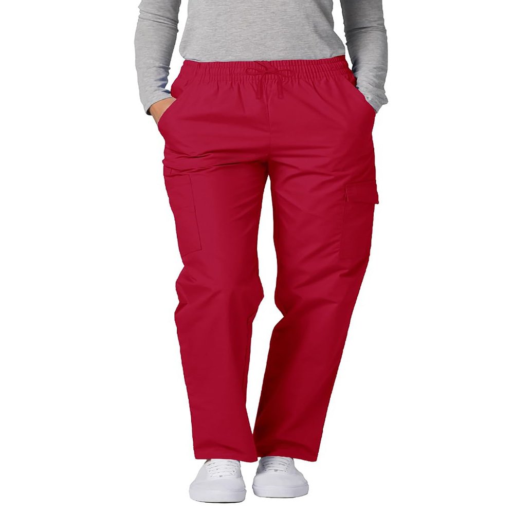 Adar Uniforms Universal Scrubs for Women - Tapered Cargo Scrub Pants 506P Red L