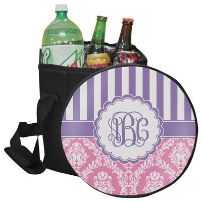 YouCustomizeIt Personalized Pink & Purple Damask Collapsible Cooler & Seat