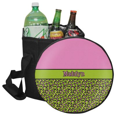 YouCustomizeIt Personalized Pink & Lime Green Leopard Collapsible Cooler & Seat