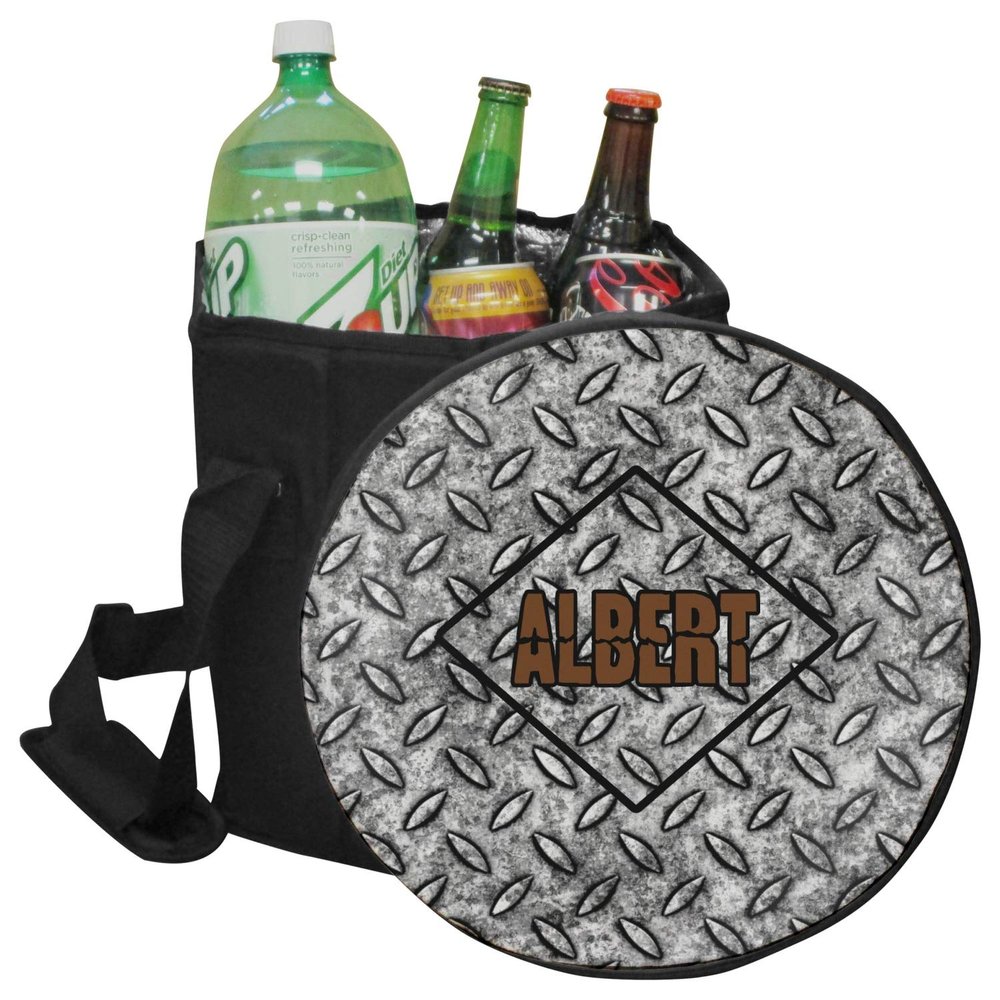 YouCustomizeIt Personalized Diamond Plate Collapsible Cooler & Seat