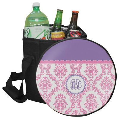 YouCustomizeIt Personalized Pink, White & Purple Damask Collapsible Cooler & Seat