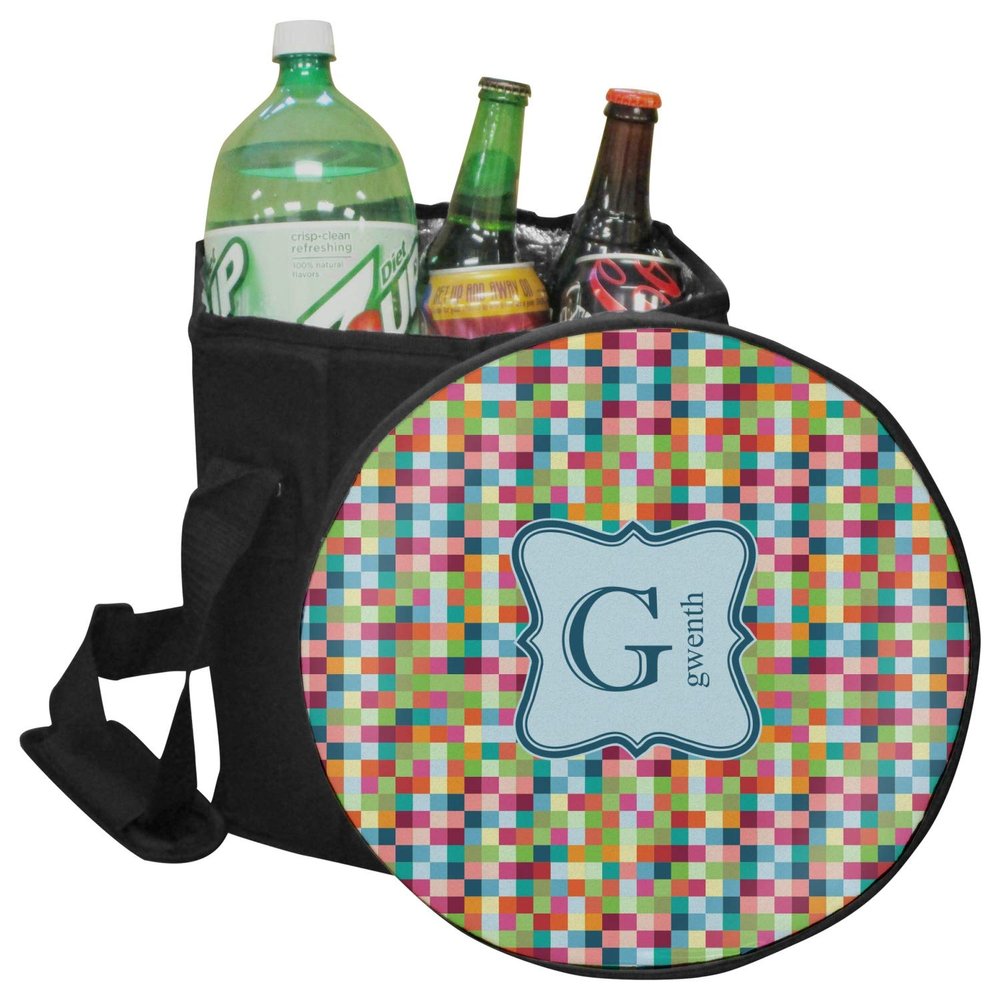 YouCustomizeIt Personalized Retro Pixel Squares Collapsible Cooler & Seat