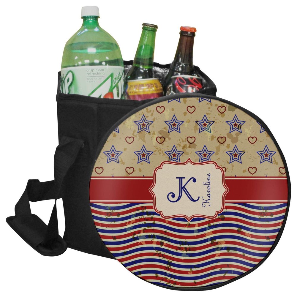 RNK Shops Personalized Vintage Stars & Stripes Collapsible Cooler & Seat