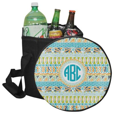 YouCustomizeIt Personalized Abstract Teal Stripes Collapsible Cooler & Seat