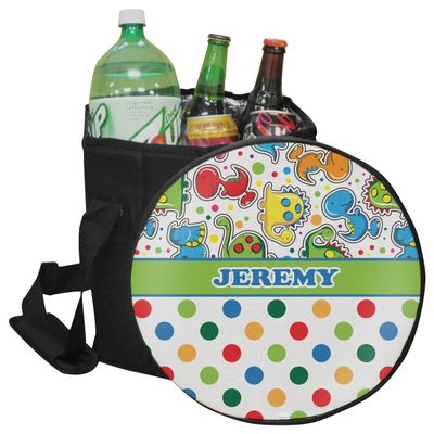 YouCustomizeIt Personalized Dinosaur Print & Dots Collapsible Cooler & Seat