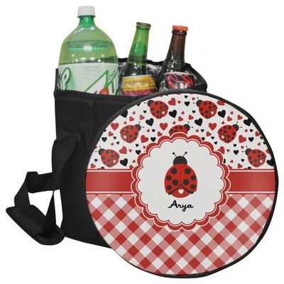 YouCustomizeIt Personalized Ladybugs & Gingham Collapsible Cooler & Seat