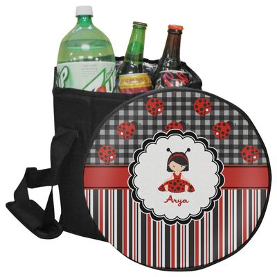 YouCustomizeIt Personalized Ladybugs & Stripes Collapsible Cooler & Seat