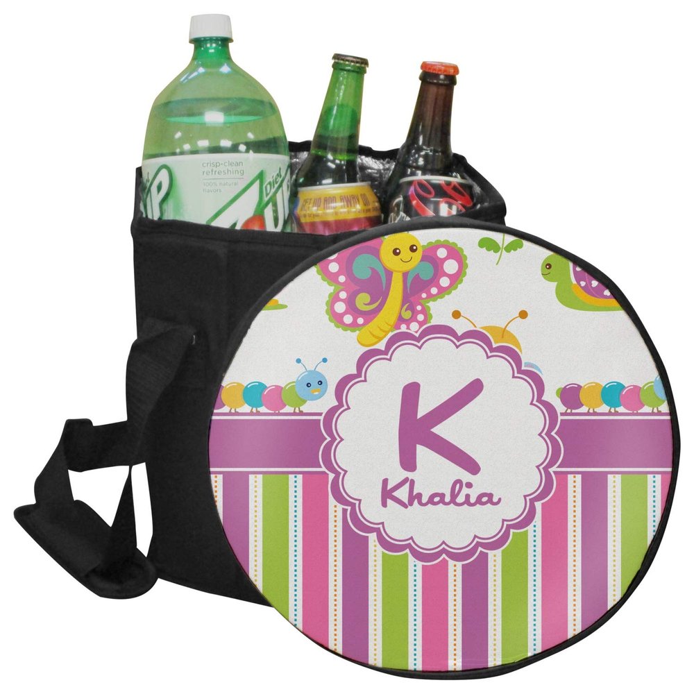YouCustomizeIt Personalized Butterflies & Stripes Collapsible Cooler & Seat