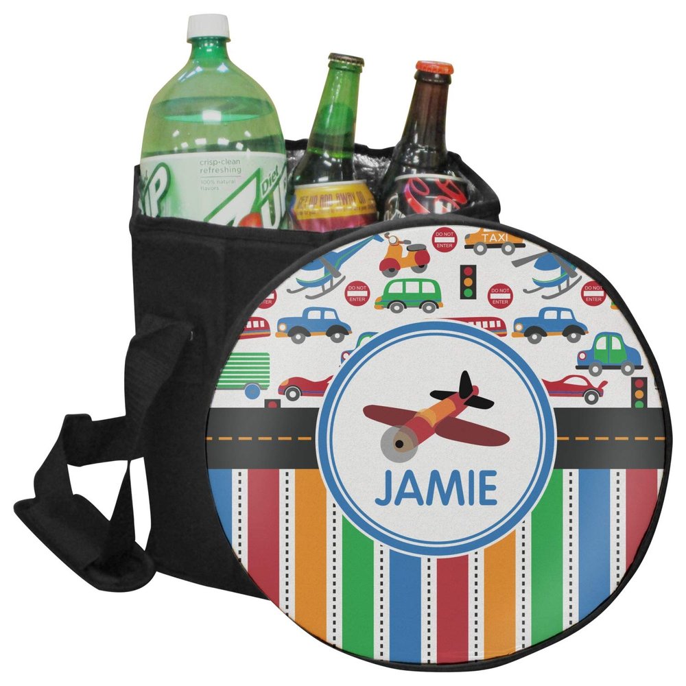 YouCustomizeIt Personalized Transportation & Stripes Collapsible Cooler & Seat