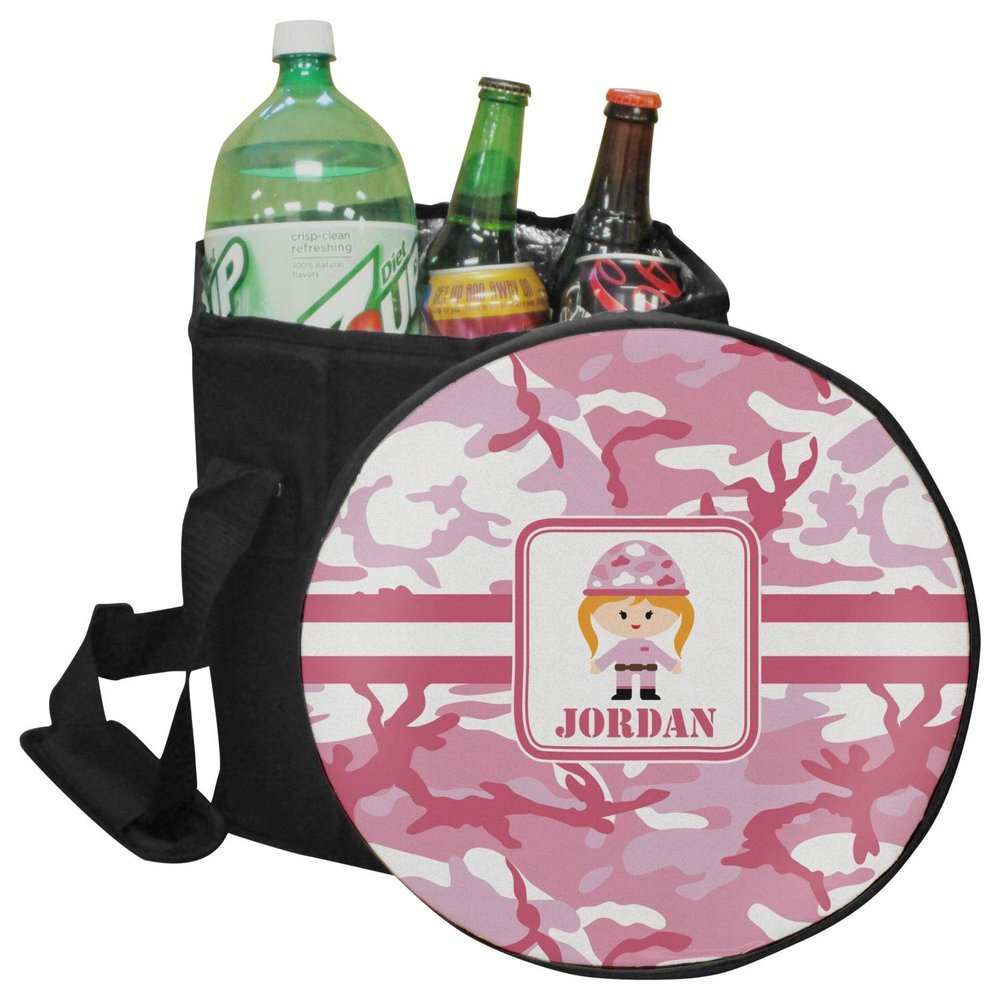 YouCustomizeIt Personalized Pink Camo Collapsible Cooler & Seat
