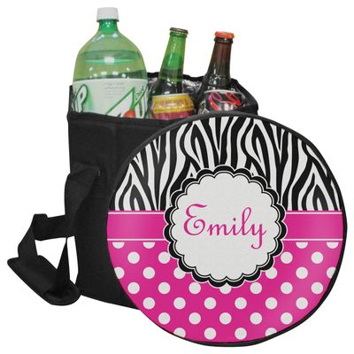 YouCustomizeIt Personalized Zebra Print & Polka Dots Collapsible Cooler & Seat